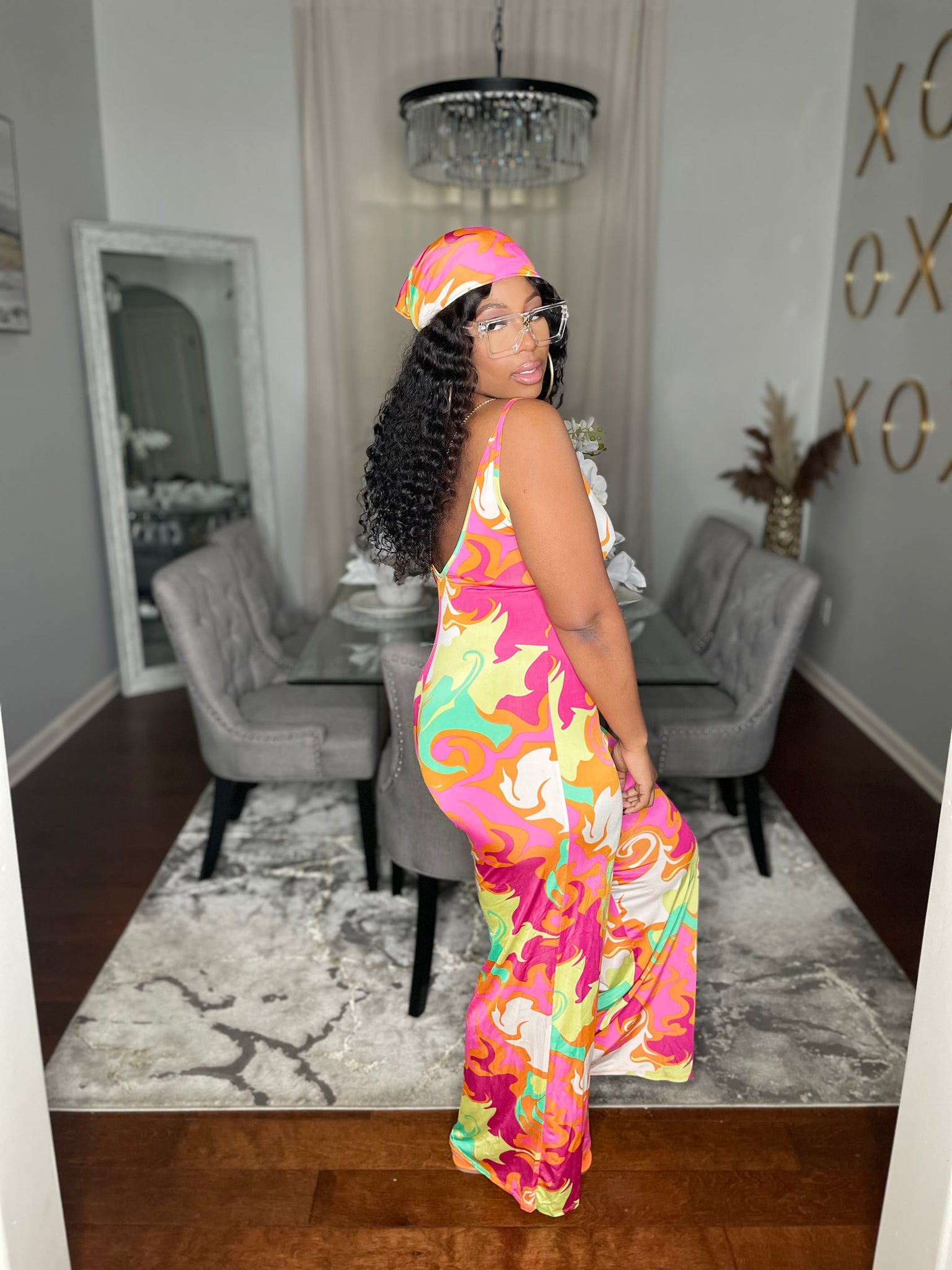 “Island Bae” Jumpsuit with head scarf