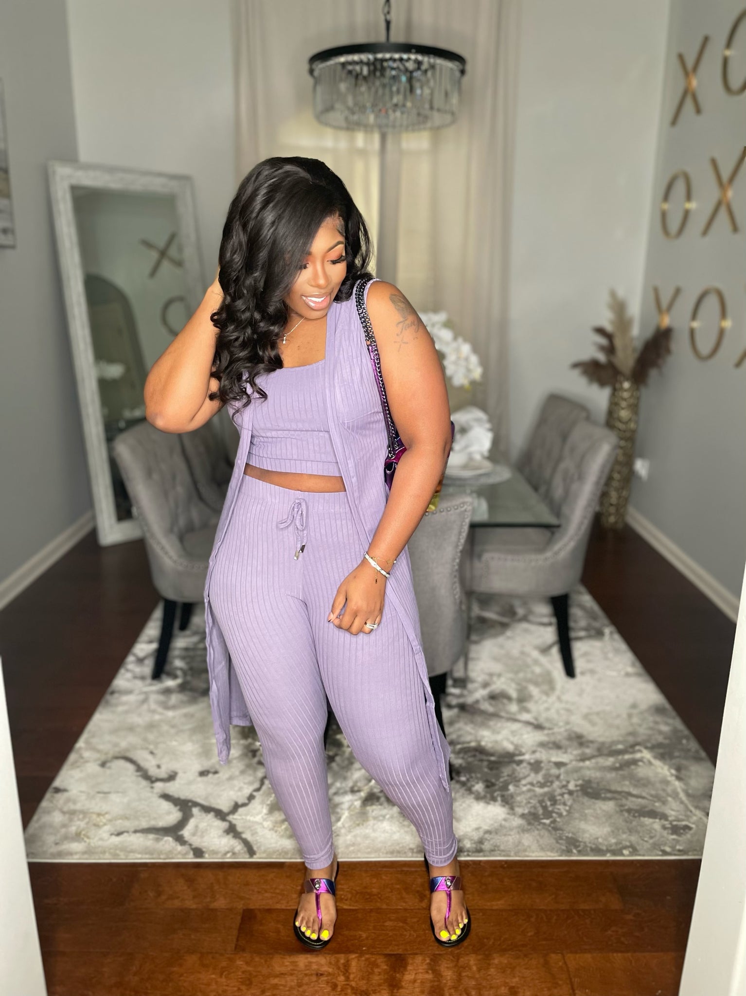 “3’piece Cardi Set “ Lavender