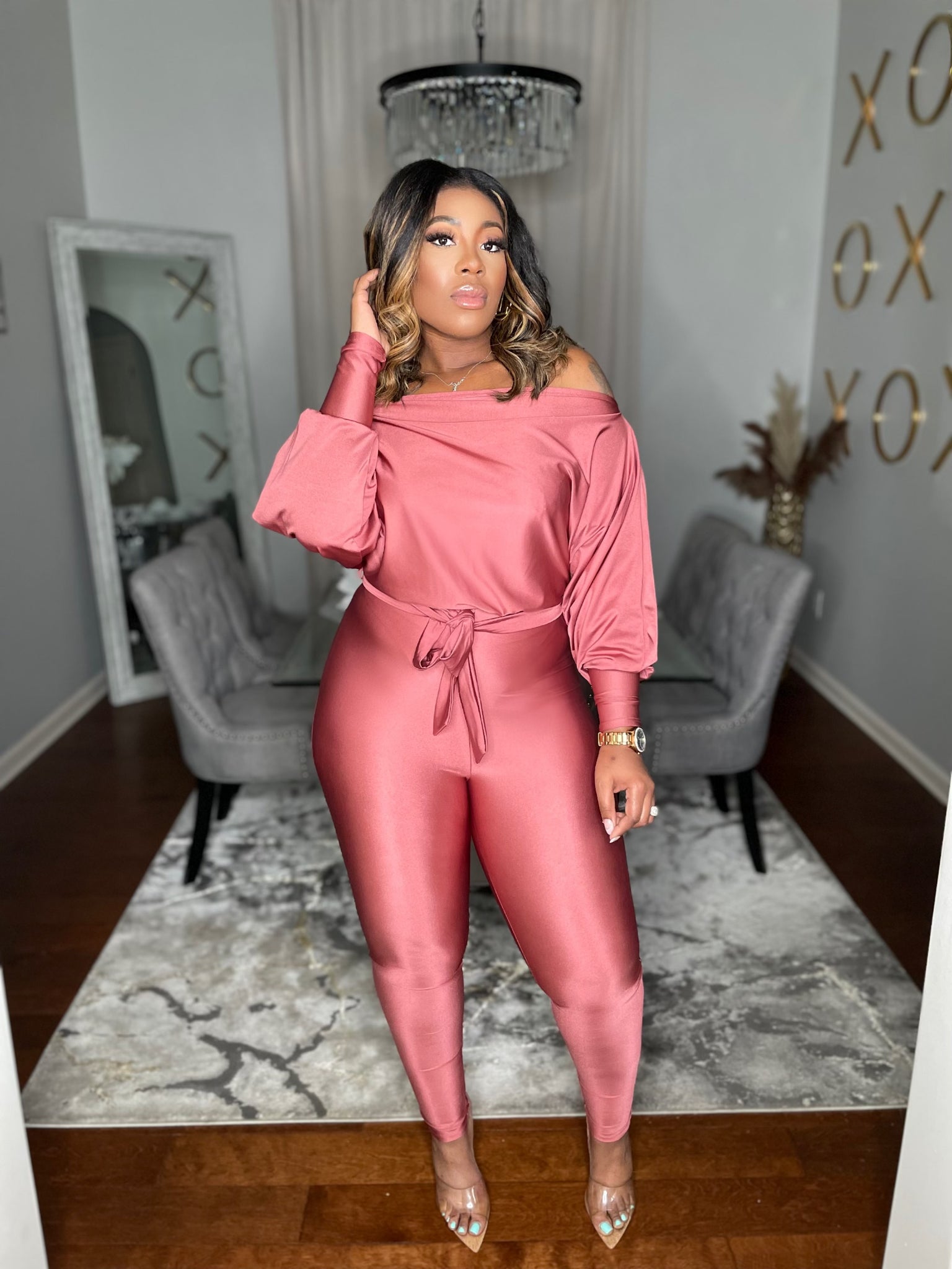 “Springtime Date” Jumpsuit Mauve